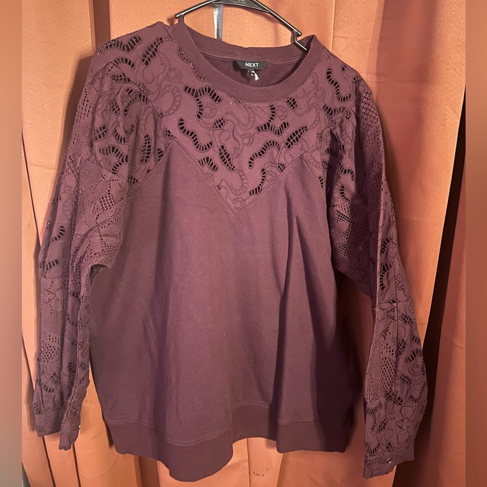 NEXT maroon sweater XL with button sleeves at wrist